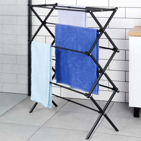 Vertical extendable drying rack in adjustable metal black