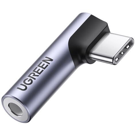 Ugreen USB-C-Adapter (Stecker) abgewinkelt auf 3,5-mm-Miniklinkenstecker (Buchse) - grau (1/5)