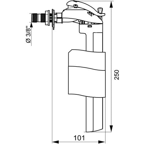 Chasse d'eau wc robinet flotteur à alimentation latérale F90 Wirquin 10724032, blanc