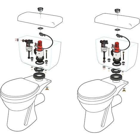 Chasse d'eau wc mécanisme double chasse MW2 et robinet flotteur Doblo Wirquin 10723598, gris