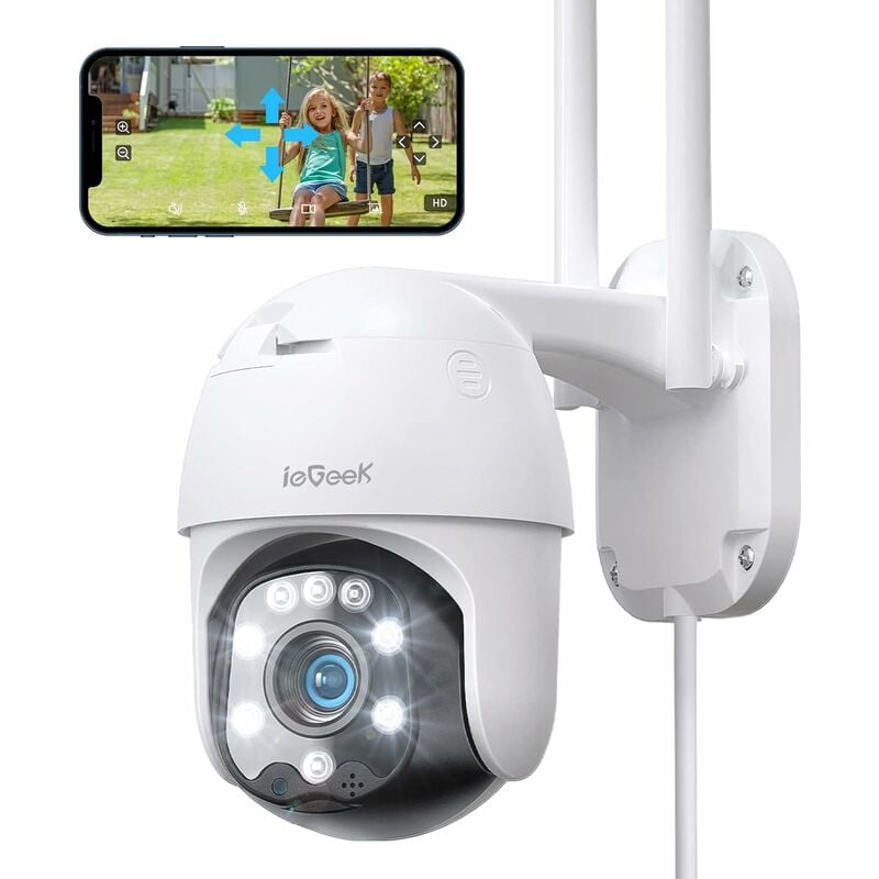 ieGeek 2K 3MP Camera Surveillance WiFi Exterieure sans Fil, 15m Vision  Nocturne en Couleur Batterie avec