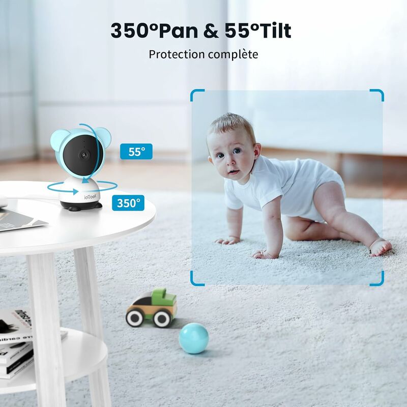 𝟭𝟬𝟴𝟬𝙋/𝟱 Babyphone Caméra PTZ 355° Baby Phone Vidéo connecté