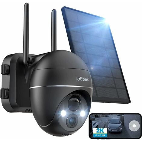 IeGeek 2K Caméra Surveillance WiFi Extérieure sans Fil Solaire 360