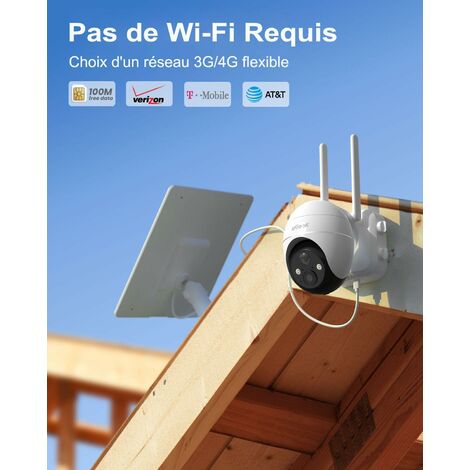Caméra De Surveillance Solaire 4G LTE IeGeek - 2K HD, PTZ 300°, Batterie 9000mAh, Sans WiFi, Carte SIM Incluse