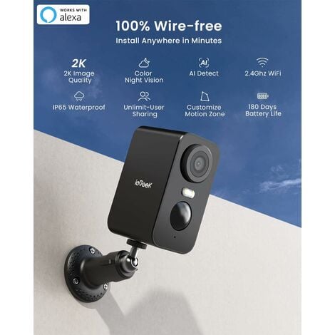 ieGeek 2K Caméra Surveillance WiFi Exterieure sans Fil Batterie