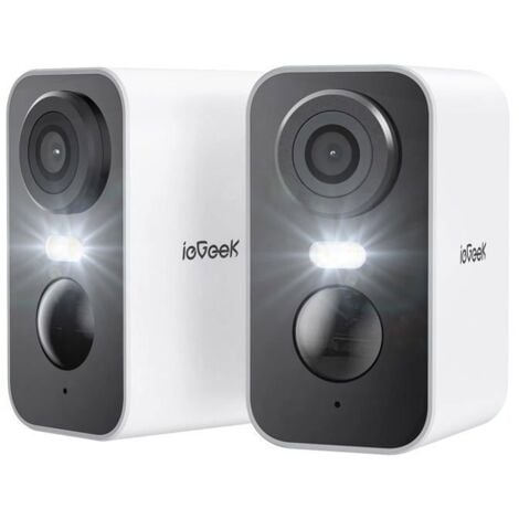 ieGeek 2K Caméra Surveillance 2PCS WiFi Exterieure sans Fil Batterie Vision  Nocturne Couleur PIR Détection Audio