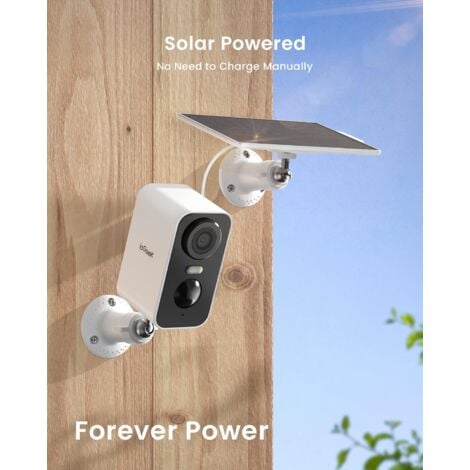 ieGeek 2K Caméra Solaire, Vision Nocturne Couleur, AI Détection Mouvement, Audio Bidirectionnel, Alexa/IP65,Blanc