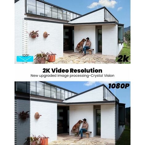 ieGeek 2PCS Caméra Surveillance 2K WiFi Extérieure sans Fil Solaire Caméra IP Batterie Vision Nocturne Couleur PIR Détection Sirène Blanc