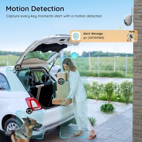 BOIFUN 2K Camera Surveillance WiFi Exterieure sans Fil Solaire 360° Rotation Vision Nocturne Couleur Détection Humaine PIR Audio
