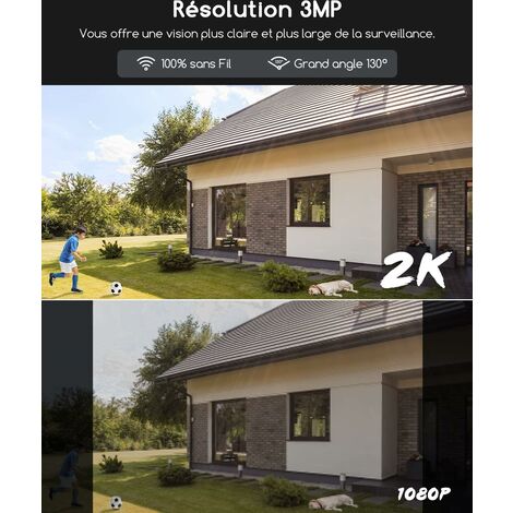 COOAU 2K Camera Surveillance WiFi Exterieure sans Fil IP Intérieure Caméra Détection de Mouvement PIR Sirène Étanchéité IP65