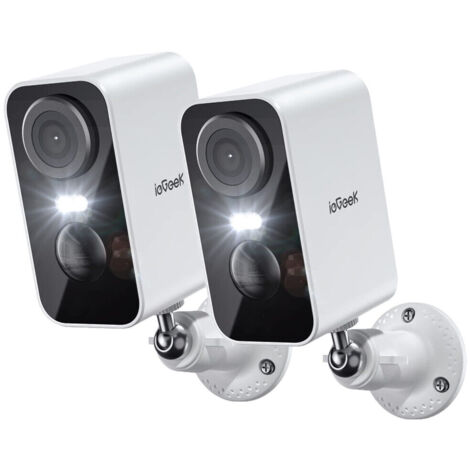 Iegeek – Caméra de surveillance sans fil 2K – Vision nocturne couleur jusqu'à 10m – Détection AI/PIR – Angle de vue 130° – Étanchéité IP65