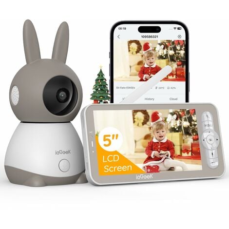 ieGeek 2K Caméra de Surveillance Avec 5" HD écran intérieure Vidéo Visiophone Avec Vision Nocturne Audio