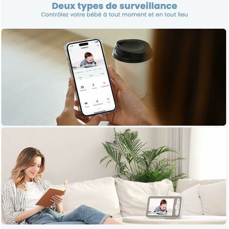 ieGeek 2K Caméra de Surveillance Avec 5" HD écran intérieure Vidéo Visiophone Avec Vision Nocturne Audio