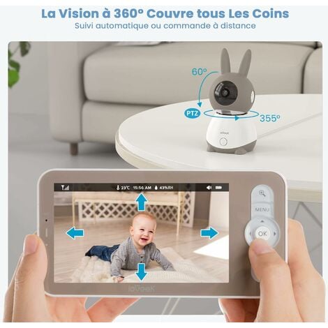 ieGeek 2K Caméra de Surveillance Avec 5" HD écran intérieure Vidéo Visiophone Avec Vision Nocturne Audio
