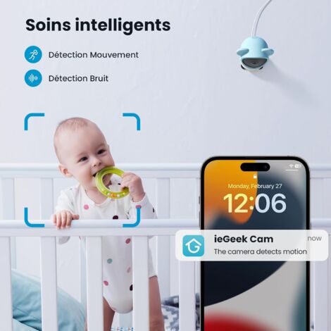 ieGeek Caméra Surveillance WiFi Interieur sans Fil Solaire Caméra IP Vision Nocturne Suivi Automatique Pan 355° Tilt 90° VOX Audio Bidirectionnel Détection de Mouvement de Son
