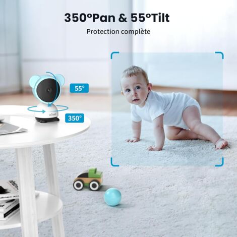 ieGeek Caméra Surveillance WiFi Interieur sans Fil Solaire Caméra IP Vision Nocturne Suivi Automatique Pan 355° Tilt 90° VOX Audio Bidirectionnel Détection de Mouvement de Son