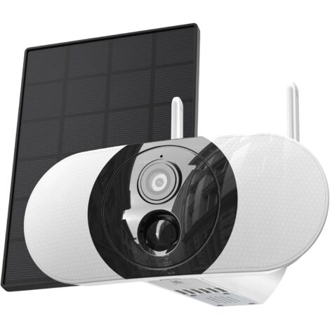 Iegeek – Caméra de surveillance solaire 2K – Vision nocturne couleur jusqu'à 15m – Détection humanoïde PIR – Alarme 80dB – IP66 étanche