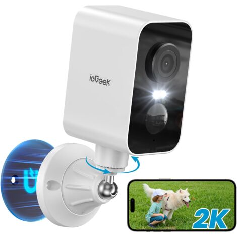 iegeek (2k upgrade) batterie de caméra de surveillance wifi extérieure sans fil, Caméra IP extérieure / intérieure, vision nocturne couleur, détection de mouvement PIR, alarme, étanche IP65