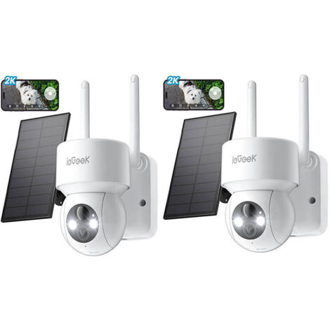 Iegeek – Caméra de surveillance solaire sans fil 2K – Vision nocturne couleur – Détection humaine AI/PIR – Panoramique 355°/inclinaison 120° – Compatible Alexa/IP65 (1/5)