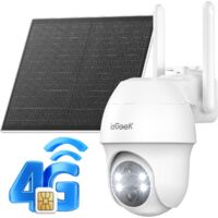 Iegeek – Caméra de surveillance extérieure 4G LTE sans fil – Résolution 2K HD – Vision nocturne – Détection PIR humaine – Audio bidirectionnel