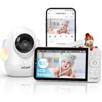 Caméra de sécurité intérieure iegeek 2.5K avec caméra d'application, détection de bruit de pleurs / mouvement, vision nocturne intelligente, suivi automatique, audio bidirectionnel de 5,5 pouces, batt