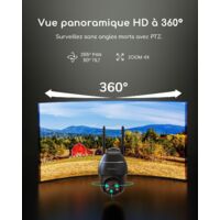 COOAU Caméra Surveillance 4G Solaire Extérieure 2K 3MP | Sans WiFi Carte SIM Incluse | PTZ 360° | Vision Nocturne Couleur | IP66 Stockage 64 Go + Cloud