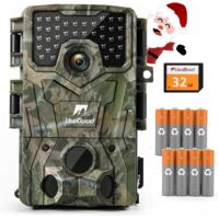 Usogood Caméra de sécurité extérieure infrarouge 4K HD, caméra de vision nocturne, équipée de 8 batteries et d'une carte mémoire, étanche extérieur, non lumineuse et invisible