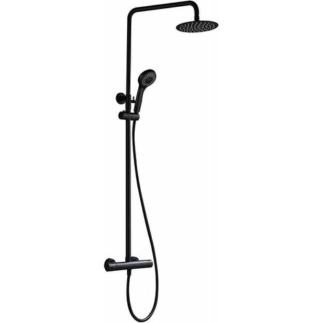 Conjunto Ducha Acero Inoxidable Negro Redondo IMEX Serie Londres