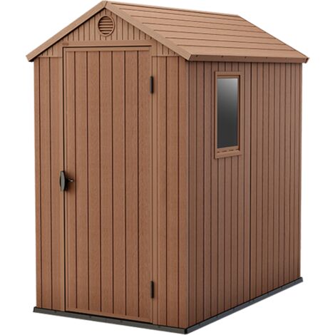 KETER Caseta de Jardín Darwin 46 EXTERIOR cobertizo almacenamiento ordenación madera acero metal efecto madera 125,8x184,5x205 WxDxH cm