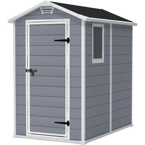 KETER Caseta de Jardín MANOR 4x6 EXTERIOR cobertizo de almacenamiento ordenación madera acero metal resina 130cmx192cmx198cm WxDxH