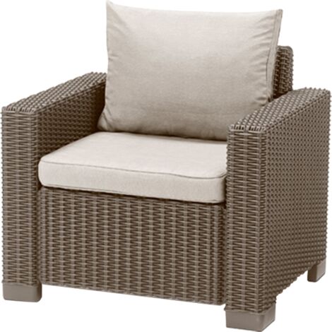 KETER CALIFORNIA CAPPUCINO Conjunto de Jardín terraza balcón 2 sillones exterior con COJIN resina sofa 83 x 68 x 72 WxDxH cm