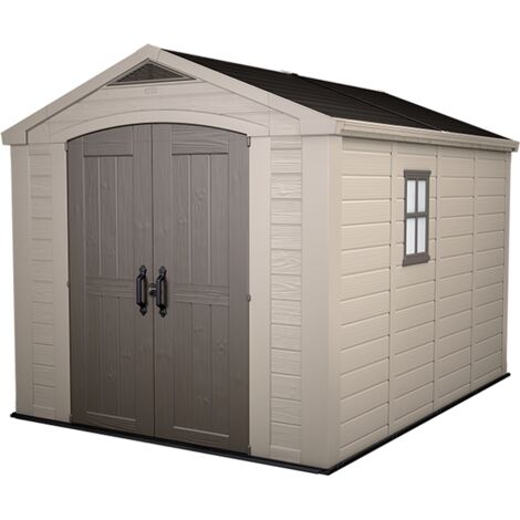 KETER Caseta de Jardín Factor 8X11 cobertizo de almacenamiento EXTERIOR ordenación acero metal madera resina 257x332x243 WxDxH