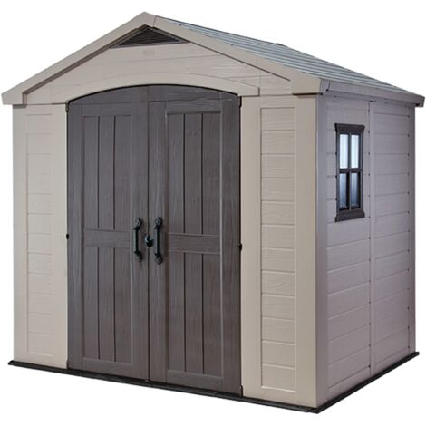 KETER Caseta de jardín Factor 8X6 Cobertizo de almacenamiento EXTERIOR ordenación madera acero metal 257x182x243 WxDxH cm