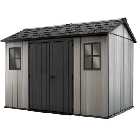 KETER Caseta de Jardín OAKLAND 1175 cobertizo de almacenamiento EXTERIOR ordenación acero metal madera resina 350x230x253 WxDxH cm