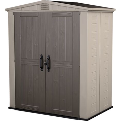 KETER Caseta de Jardín FACTOR 6x3 cobertizo de almacenamiento EXTERIOR ordenación acero metal madera resina 178x114x208 WxDxH cm
