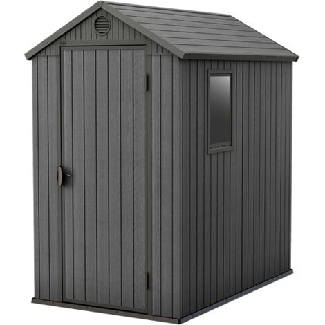 KETER Caseta de jardín Darwin 46 cobertizo de almacenamiento EXTERIOR ordenación acero metal resina efecto madera 126x185x205 WxDxH cm