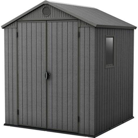 KETER Caseta Jardín DARWIN 6x6  EXTERIOR cobertizo almacenamiento ordenación madera resina alta resistencia EVOTECH 190x183x221 WxDxH cm