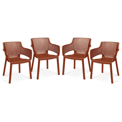 Keter Set x4 Silla de exterior de jardín Elisa Terra 61,5x53x78,4cm (1/3)