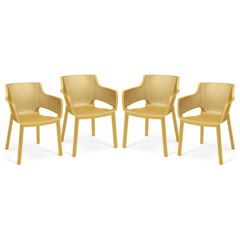 Keter Set x4 Silla de exterior de jardín Elisa Must Amarilla 61,5x53x78,4cm