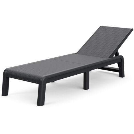 KETER Mallorca Tumbona de Jardín Plegable con cojín incluído, para Exterior terrazas, Patios, Jardines, 4 Posiciones, Color Blanco