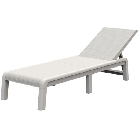 KETER Mallorca Tumbona de Jardín Plegable, para Exterior terrazas, Patios, Jardines, 4 Posiciones, Color Blanco