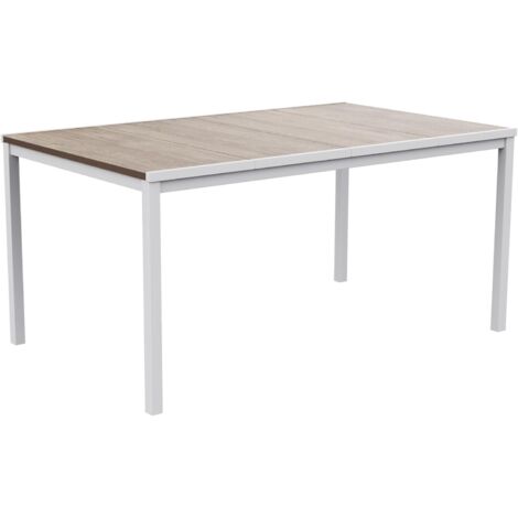 Keter Avon - Mesa Comedor Rectangular Exterior, jardín, terraza, 159 x 95 x 75 cm, 6 Personas, Resina, Tablero imitación Madera, Marco Blanco