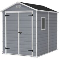 KETER Caseta de jardín MANOR 6x8 Cobertizo de almacenamiento EXTERIOR madera acero metal resina 186cmx237cmx227cm WxDxH