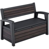 Keter Deco, Banco arcón Exterior, Baúl almacenaje, Capacidad 227 L, Resina, Acabado Efecto Madera Rosewood, 151.7 x 72.5 x 70 cm