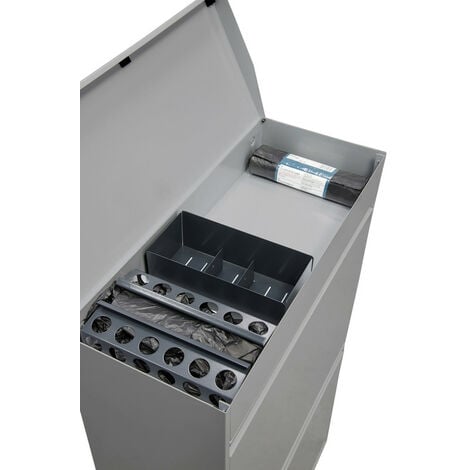 ARREGUI Top Cubo de basura y reciclaje de acero de 4 cubos con bandeja superior multiusos, mueble de reciclaje, 4 x 17 L (68 L) Gris CR622-B
