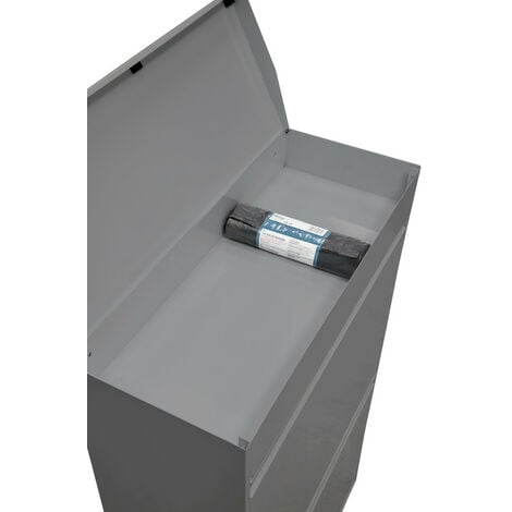 ARREGUI Top Cubo de basura y reciclaje de acero de 4 cubos con bandeja superior multiusos, mueble de reciclaje, 4 x 17 L (68 L) Gris CR622-B
