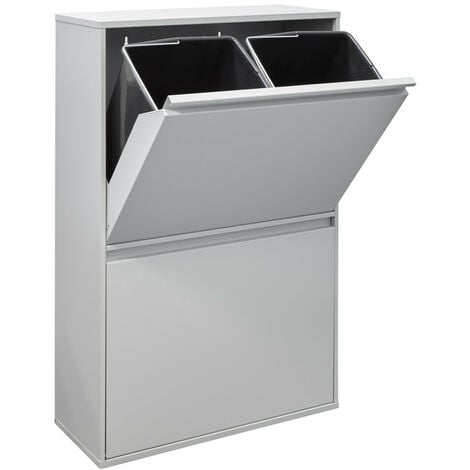ARREGUI Basic Cubo de basura y reciclaje de acero de 4 cubos, mueble de reciclaje, 4 x 17 L (68 L) Gris CR602-B