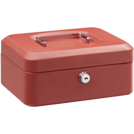 ARREGUI Elegant Caja Caudales con Llave para Contar y Transportar Dinero, Caja de Seguridad de acero con bandeja interior, Caja fuerte portatil 20 cm de ancho Rojo C9224