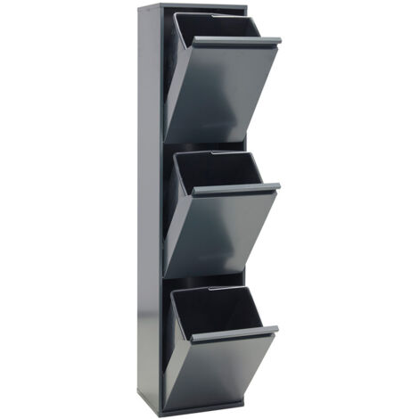 ARREGUI Basic Cubo de basura y reciclaje de acero de 3 cubos, mueble de reciclaje, 3 x 17 L (51 L) Antracita CR304-B