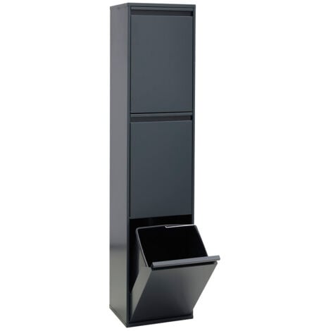 ARREGUI Basic Cubo de basura y reciclaje de acero de 3 cubos, mueble de reciclaje, 3 x 17 L (51 L) Antracita CR304-B